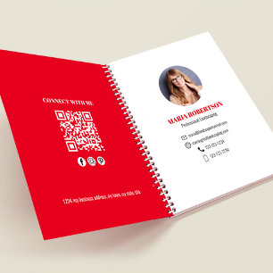Carnet Code QR Professionnel de Photo d'Affaires Rouge