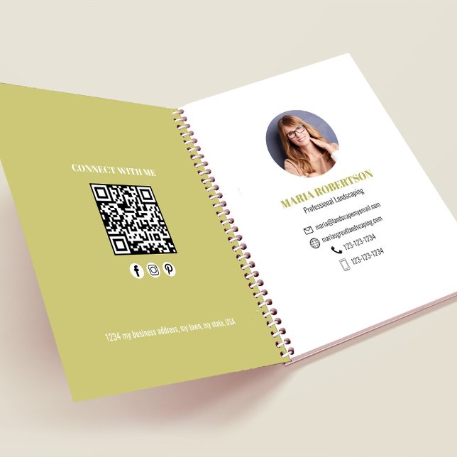 Carnet Code QR Professionnel Entreprise Photo Or  (Businesses add your photo or logo simple minimalist notebook.)