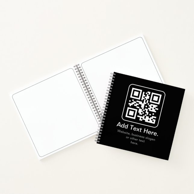 Carnet Code QR scannable moderne | Noir Blanc & Gris (Intérieur)