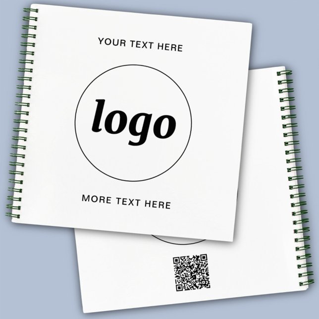 Carnet Code QR Texte de Logo Simple Promotion d'Affaires (Simple logo with custom text and QR code business branding promotional notebook )