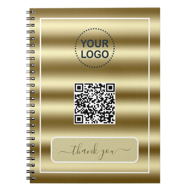 Carnet Code QR Vagues Or Tendance Votre Logo Ici (Devant)