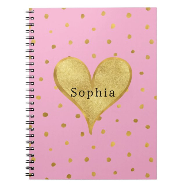 Carnet Cœur à points en or rose (Devant)