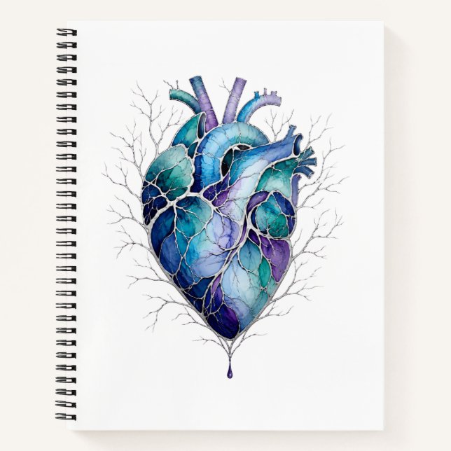 Carnet Cœur Anatomique Bleu et Violet (Devant)