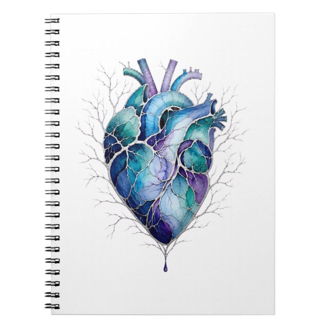 Carnet Cœur Anatomique Bleu et Violet (Devant)