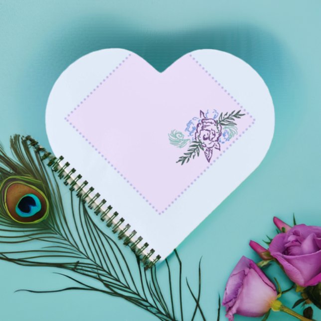 Carnet Coeur Aqua Rose (Aqua Rose Heart Notebook Front)