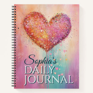 Carnet Cœur aquarelle scintillant pour chaque pensée