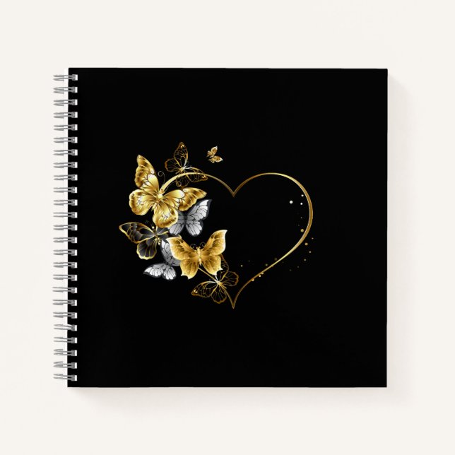 Carnet Coeur aux papillons d'or (Devant)
