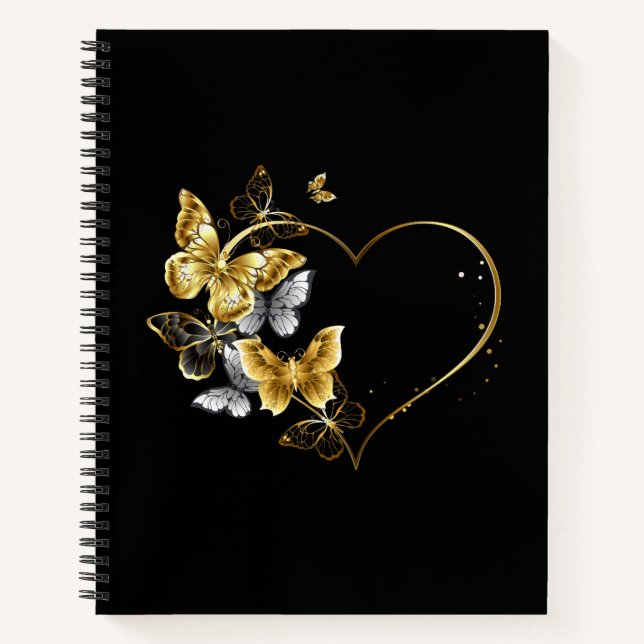 Carnet Coeur aux papillons d'or (Devant)