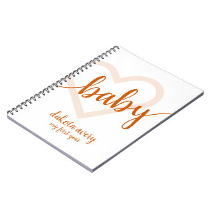 Carnet Coeur bébé   Automne Brûlé Orange Flourdissant Scr