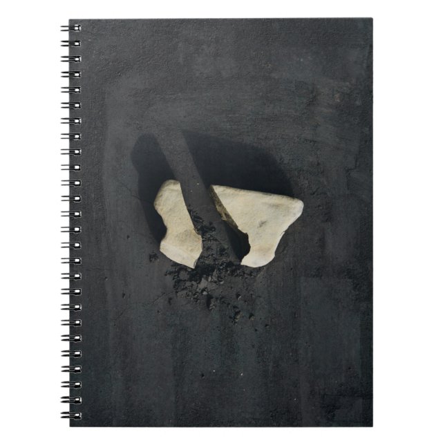 Carnet Coeur blanc en forme de surface noire (Devant)