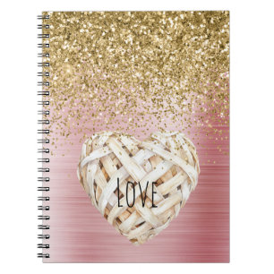 Carnet Cœur blanc pailleté or