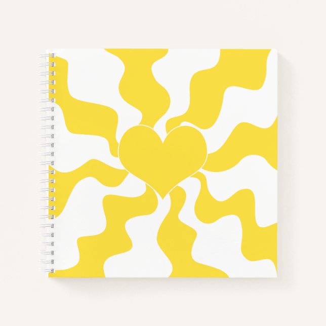 Carnet Coeur - Citron jaune et blanc (Devant)