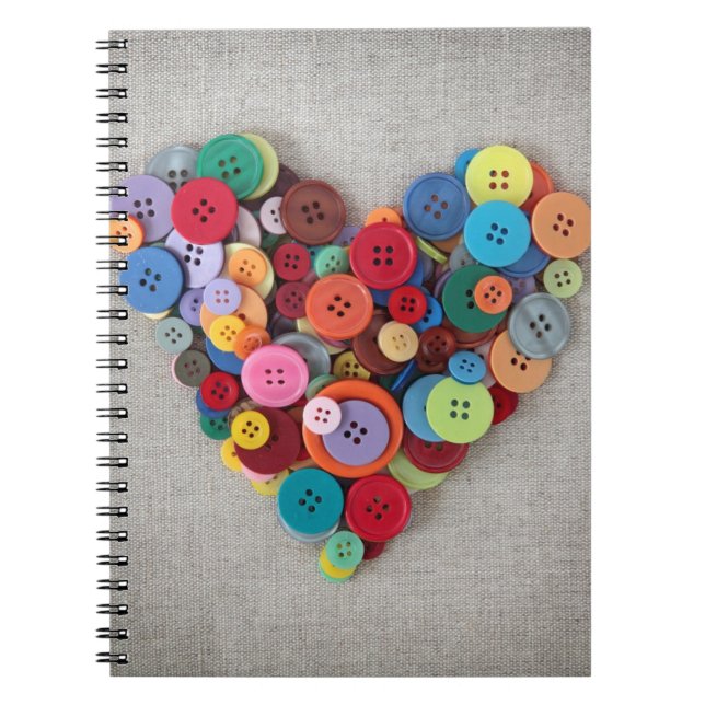 Carnet Coeur coloré de boutons (Devant)