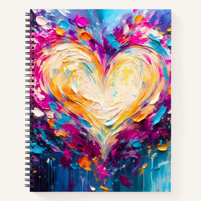 Carnet Cœur d'amour moderne abstrait coloré (Devant)