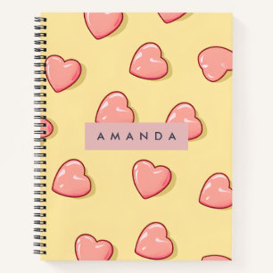 Carnet Cœur de Bonbon Rose Pastel Personnalisé