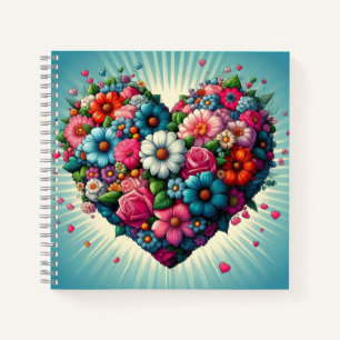 Carnet Coeur de fleurs coloré !