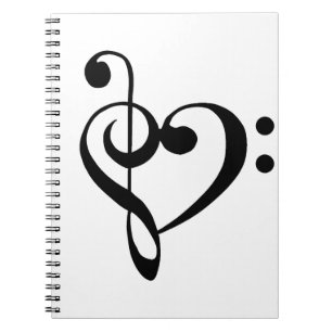 Carnet Coeur de musique Coeur de basse basse aigu - Noir