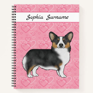 Carnet Cœur de Pembroke Welsh Corgi noir tricolore avec n