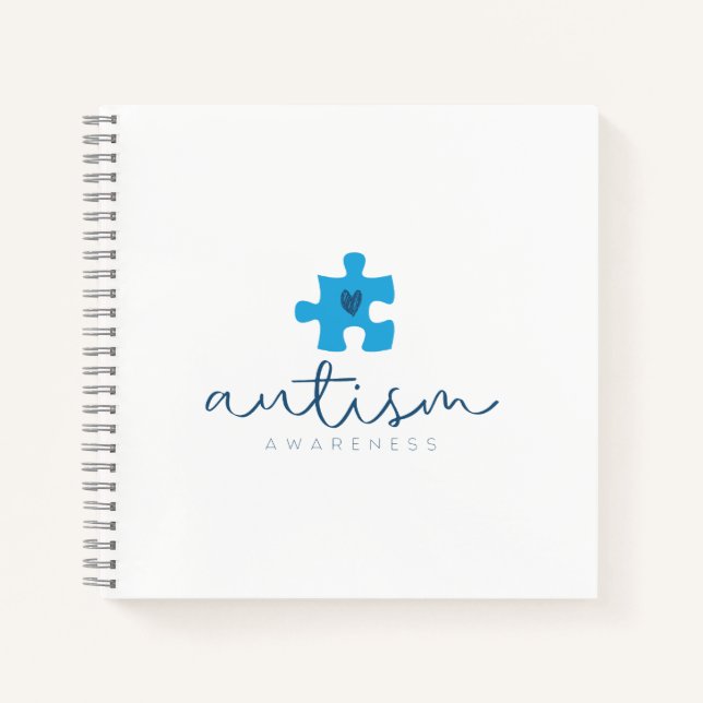 Carnet cœur de pièce de puzzle bleu de sensibilisation à  (Devant)