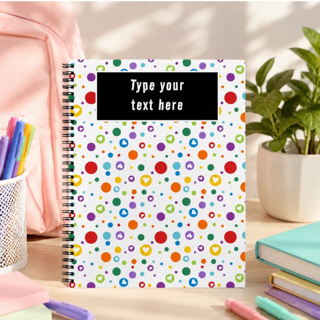 Carnet cœur de points Couleurs Arc-en-ciel  | Mignon reto (dot heart Rainbow Colors | Cute Back to School Notebook)
