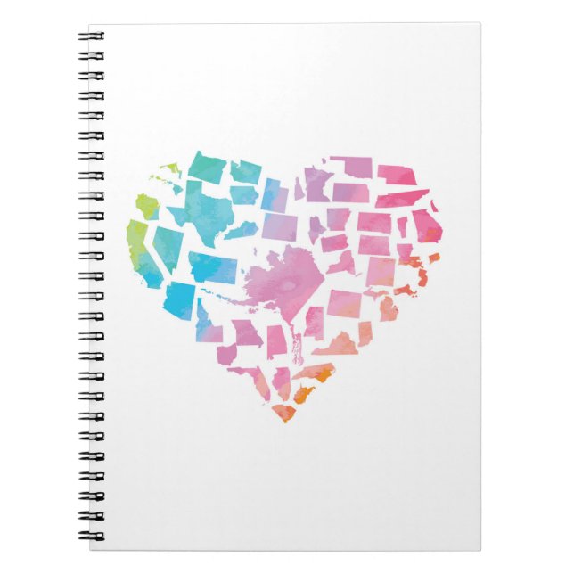Carnet Coeur des Etats-Unis d'aquarelle (Devant)