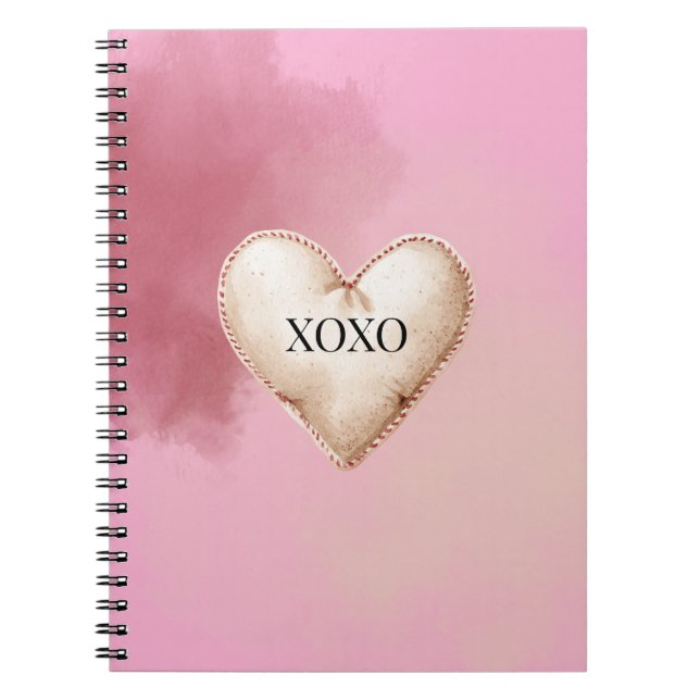 Carnet Cœur en crème rose XOXO (Devant)