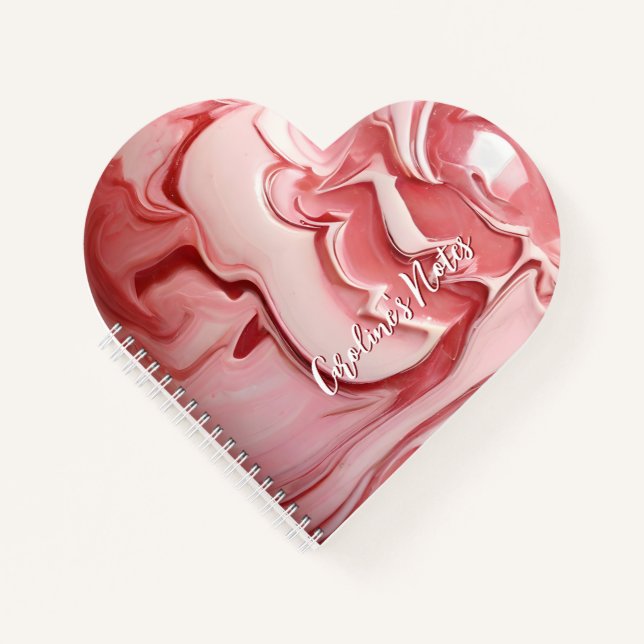 Carnet Coeur en marbre rose (Devant)