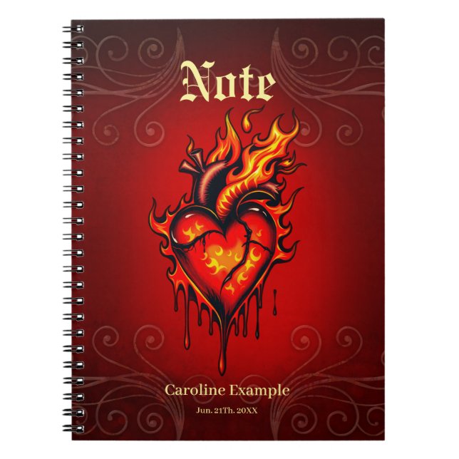 Carnet Coeur flamboyant. (Devant)