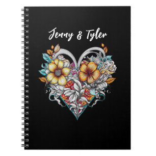 Carnet Coeur floral personnalisé Romantique