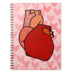 Carnet Cœur humain avec amour dans différentes langues