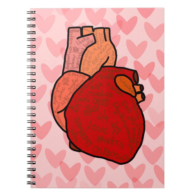 Carnet Cœur humain avec amour dans différentes langues  (Devant)