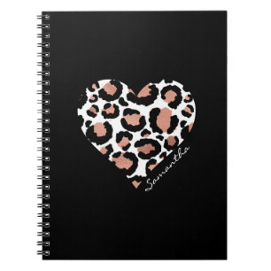 Carnet Coeur Motif Leopard Elégant Personnalisé