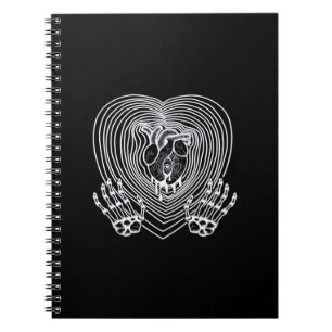 Carnet Coeur Pleurant En Blanc - Skeleton Coeurs Mains