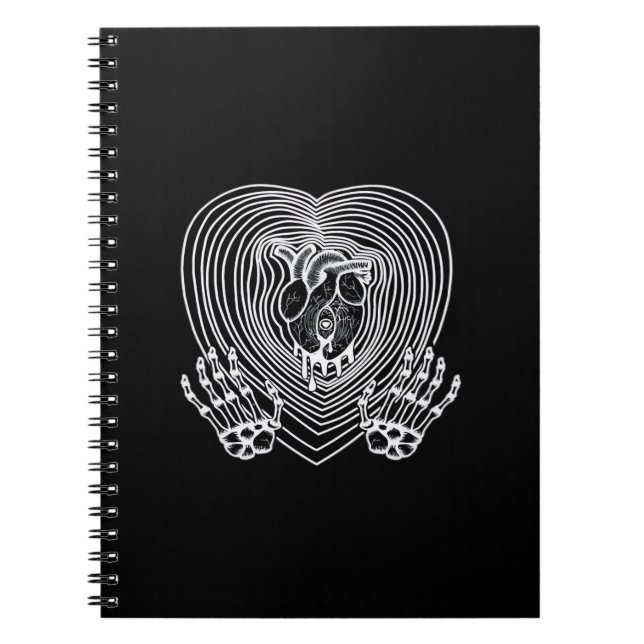 Carnet Coeur Pleurant En Blanc - Skeleton Coeurs Mains (Devant)