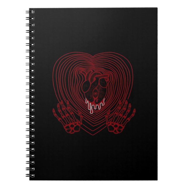 Carnet Coeur Pleurant En Rouge - Skeleton Coeurs Mains (Devant)