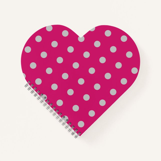 Carnet Coeur Pointe Polka (Rose et Gris Chaud) (Devant)