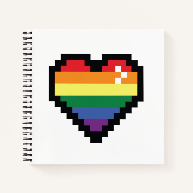 Carnet Coeur Rainbow Pixel (Devant)