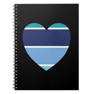 Carnet Coeur rayé bleu