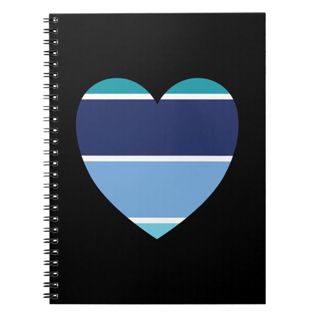 Carnet Coeur rayé bleu (Devant)