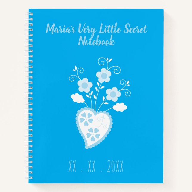 Carnet Coeur romantique bleu portugais (Devant)