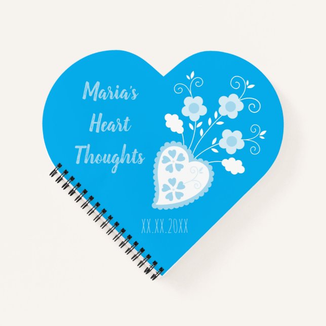 Carnet Coeur romantique bleu portugais (Devant)