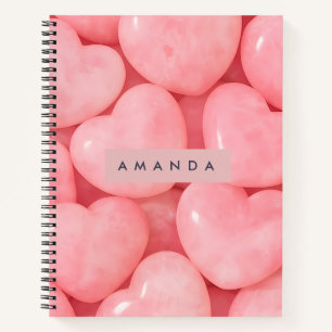 Carnet Cœur Rose Brillance Romantique Personnalisé