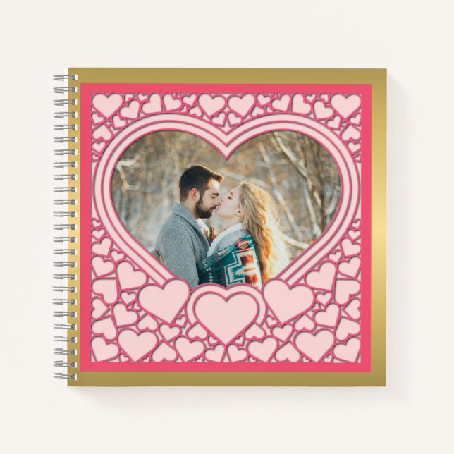 Carnet Cœur Rose Élégant Joyeuse Saint-Valentin Élégant (Devant)