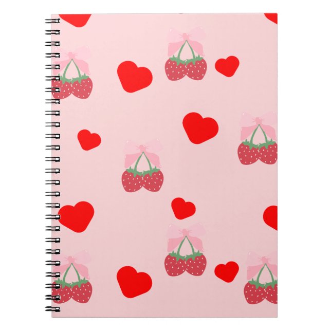 Carnet cœur rose et baies  (Devant)