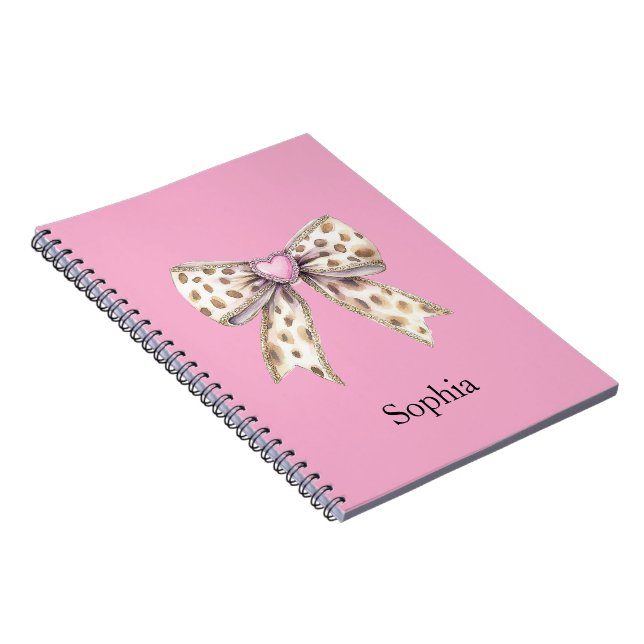 Carnet Coeur rose Leopard Girl Bow (Côté Droit)