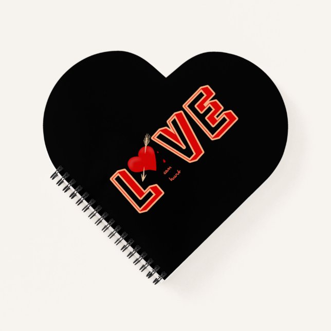 Carnet Coeur rouge avec texte Amour (Devant)