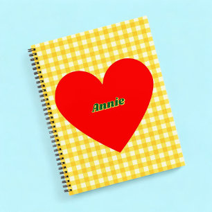 Carnet Coeur rouge Jaune En vichy Saint Valentin