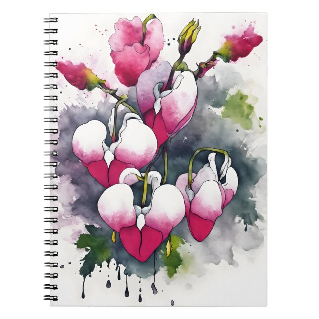 Carnet Cœur saignant - Fleurs aquarelle (Devant)