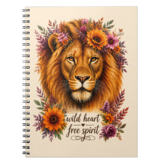 Carnet Cœur Sauvage Esprit Libre Boho Art Floral Lion