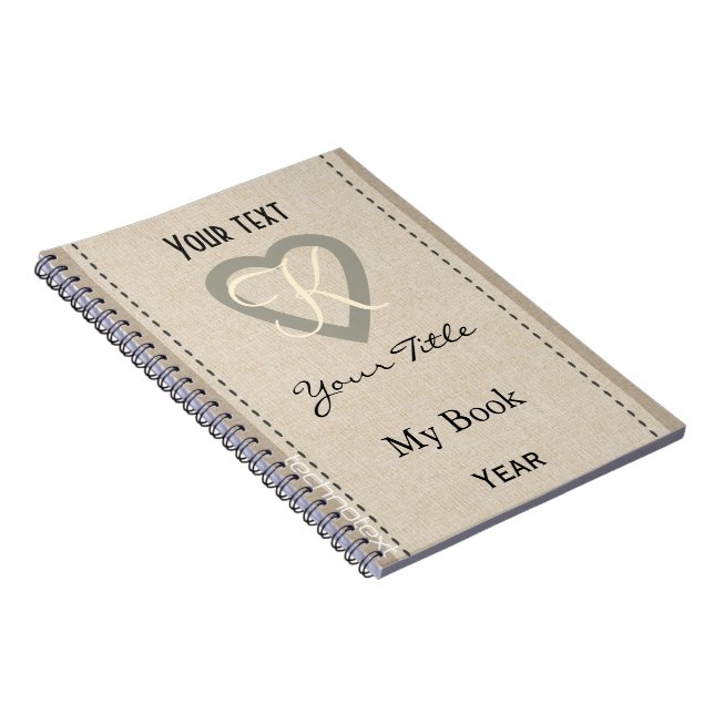 Carnet Coeur simple personnalisé de monogramme (Côté Droit)